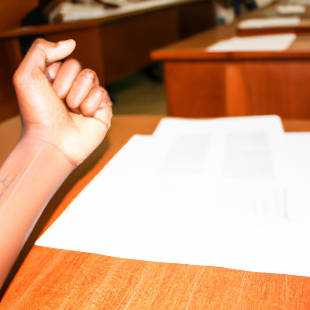 Person flexing arm during exam